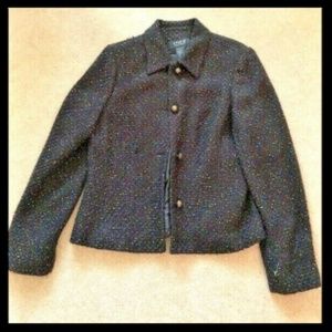 Jacket Blazer Studio by Liz Claiborne Sz 12 Tweed Multi-Color Gold-Tone Buttons